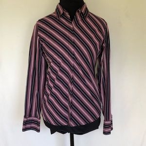 Diagonal Striped Button Down Shirt size L